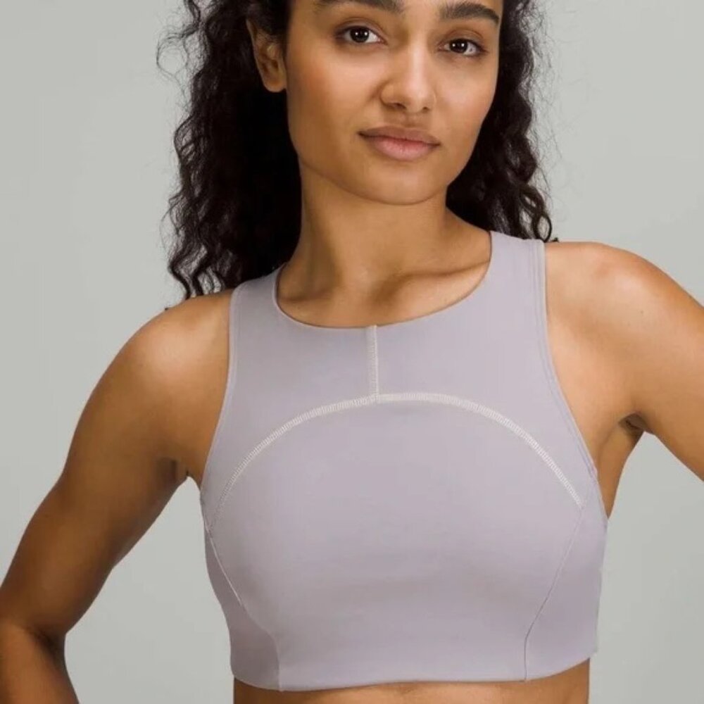 Lululemon NWT Tough Train High Neck Bra Mauve Grey / Light Sage Womens Size 6 - Picture 1 of 10
